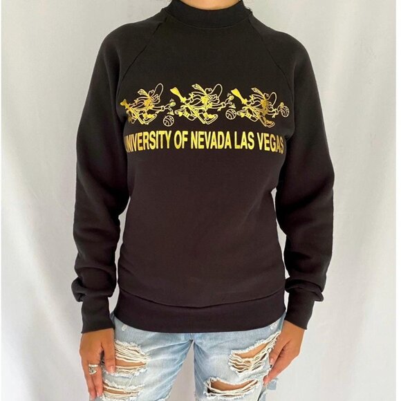90s vintage black las vegas university collegiate varsity pullover sweatshirt - Picture 1 of 8